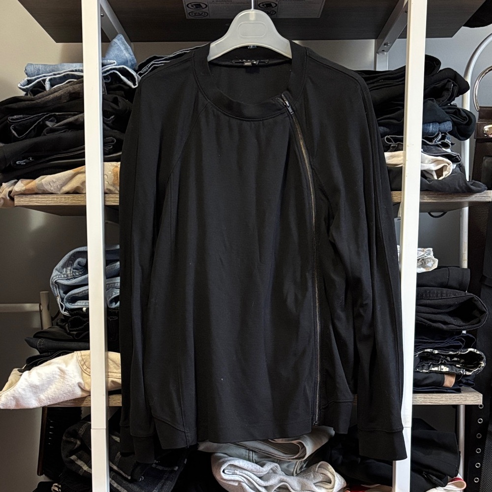 Theory Black Asymmetrical Zip Cardigan